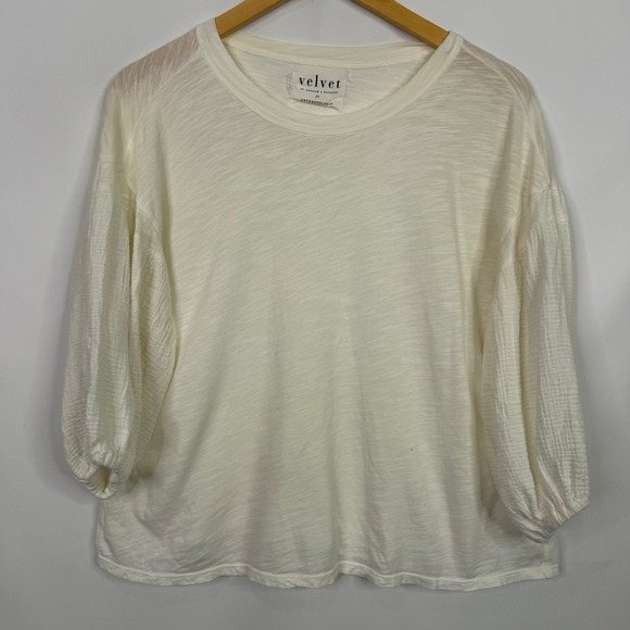 Anthropologie Velvet by Graham Margot Puffy Gauze Sleeve Top S - Picture 10 of 10